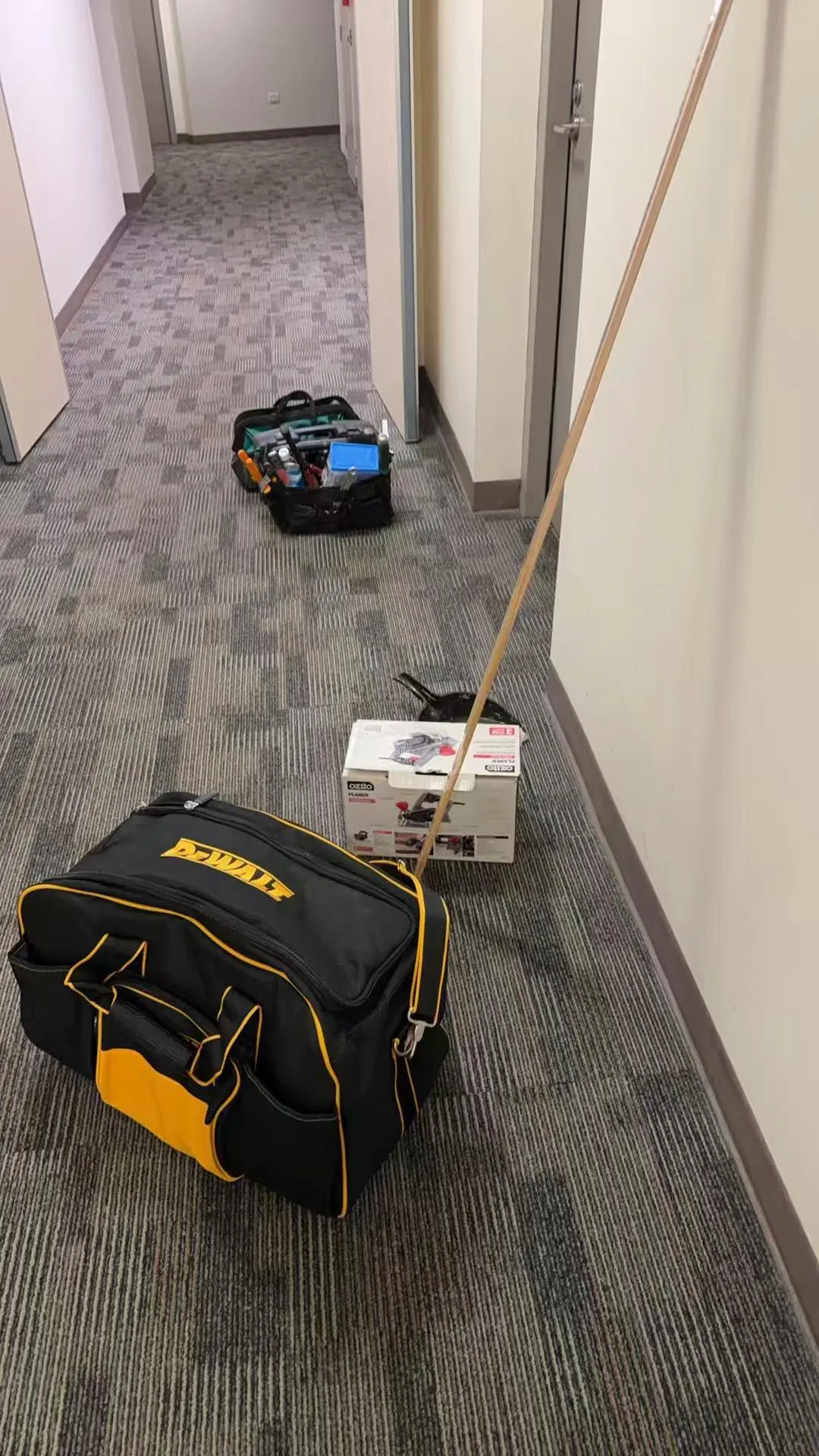 Tools prepared in the apartment corridor