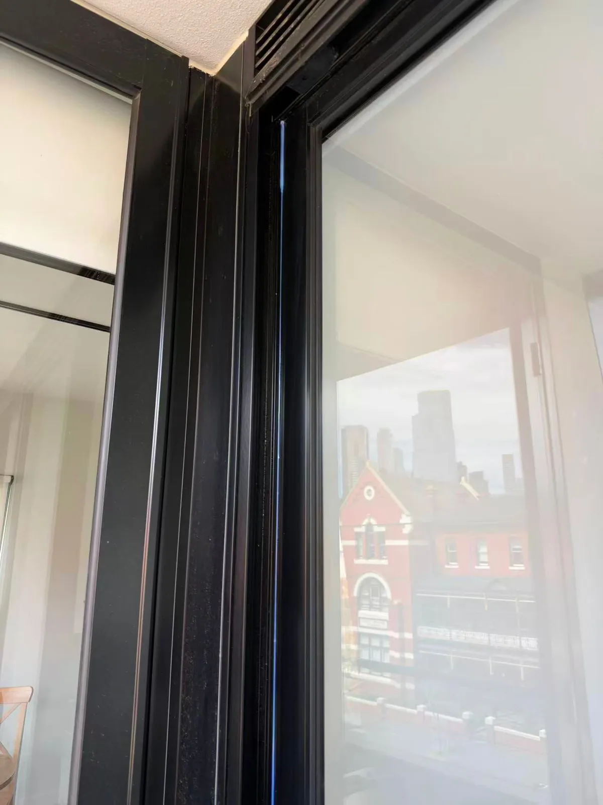 Upper sliding-door frame detail